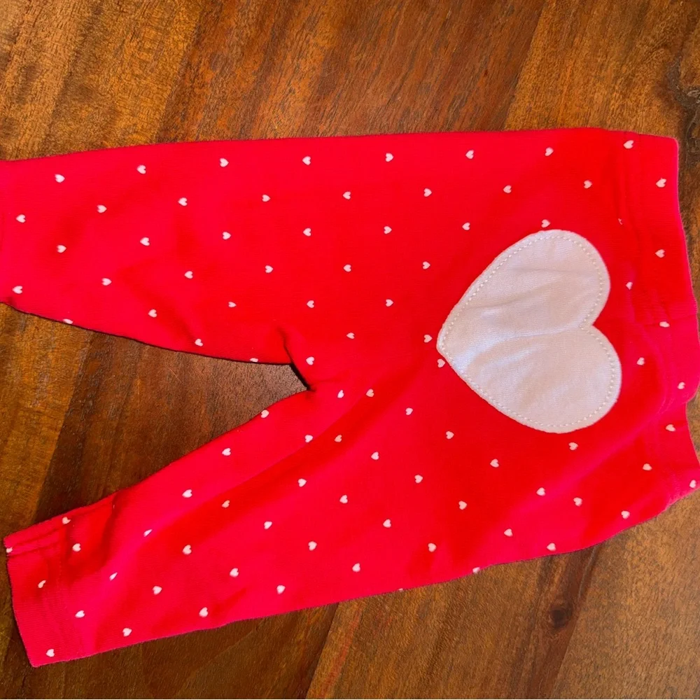 Carter's Vibrant Red Leggings with White‎ Hearts